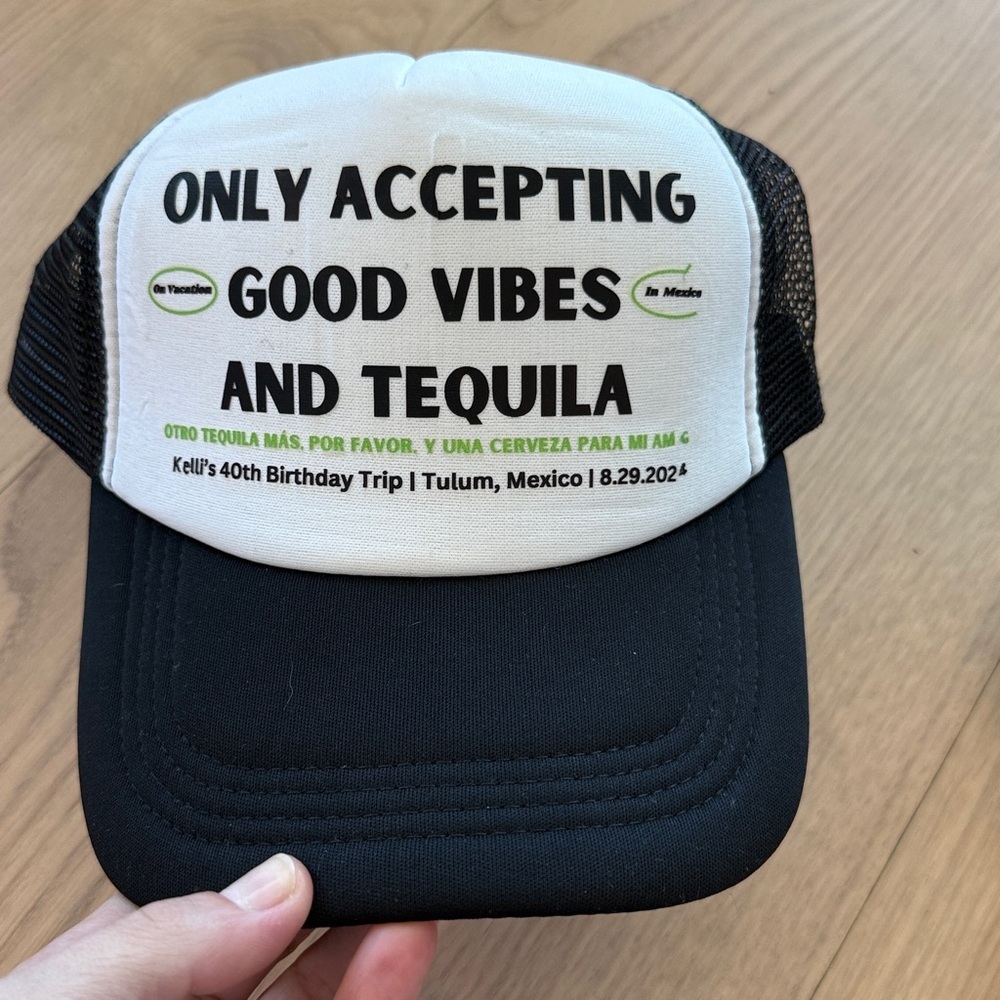 Black and White Trucker Hat - Good Vibes and Tequila - Vintage style - Funny